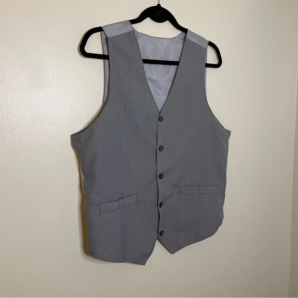 Men's Gray Pinstripe Vest
